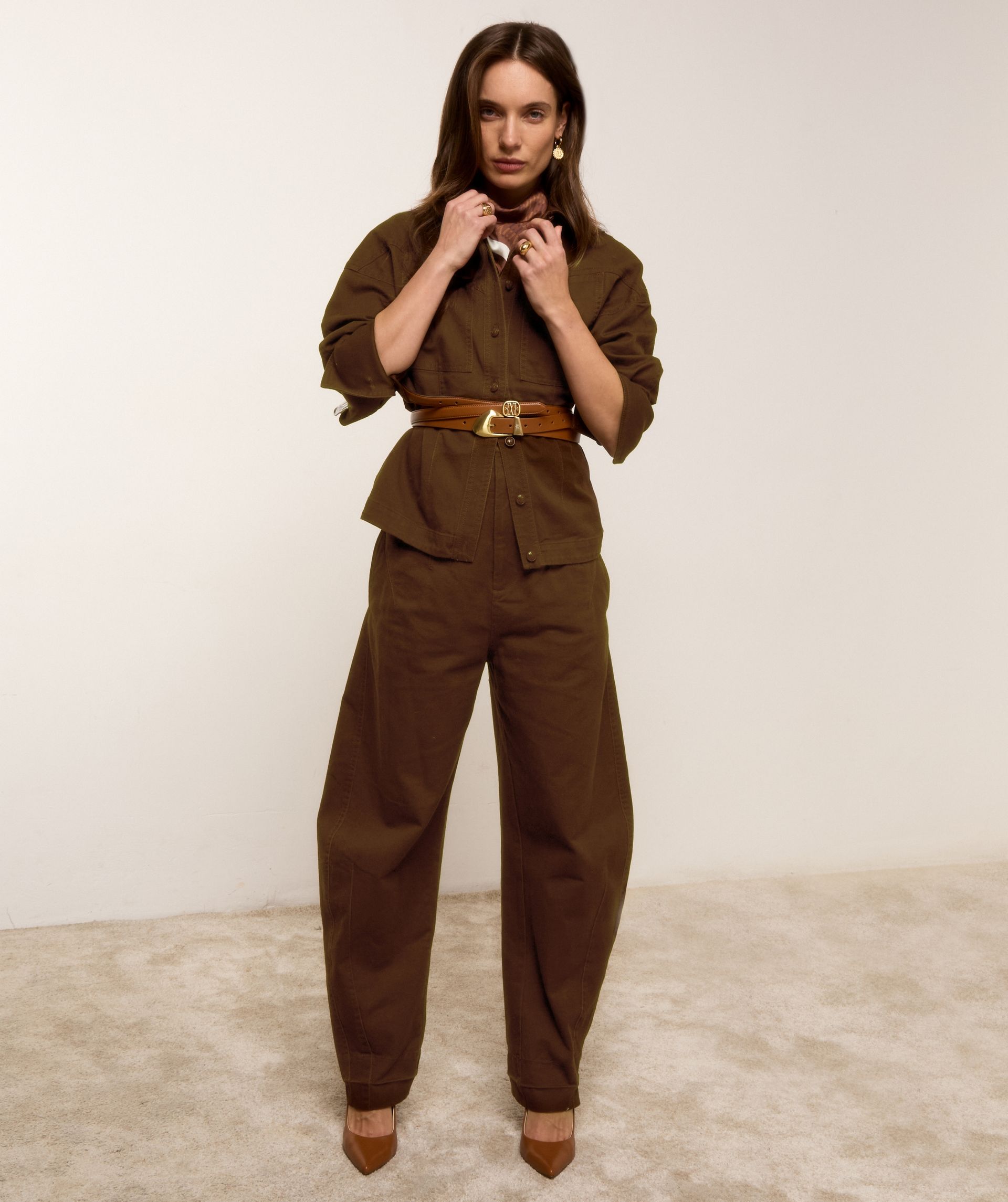 JV-KIAN high rise balloon fit broek - brown