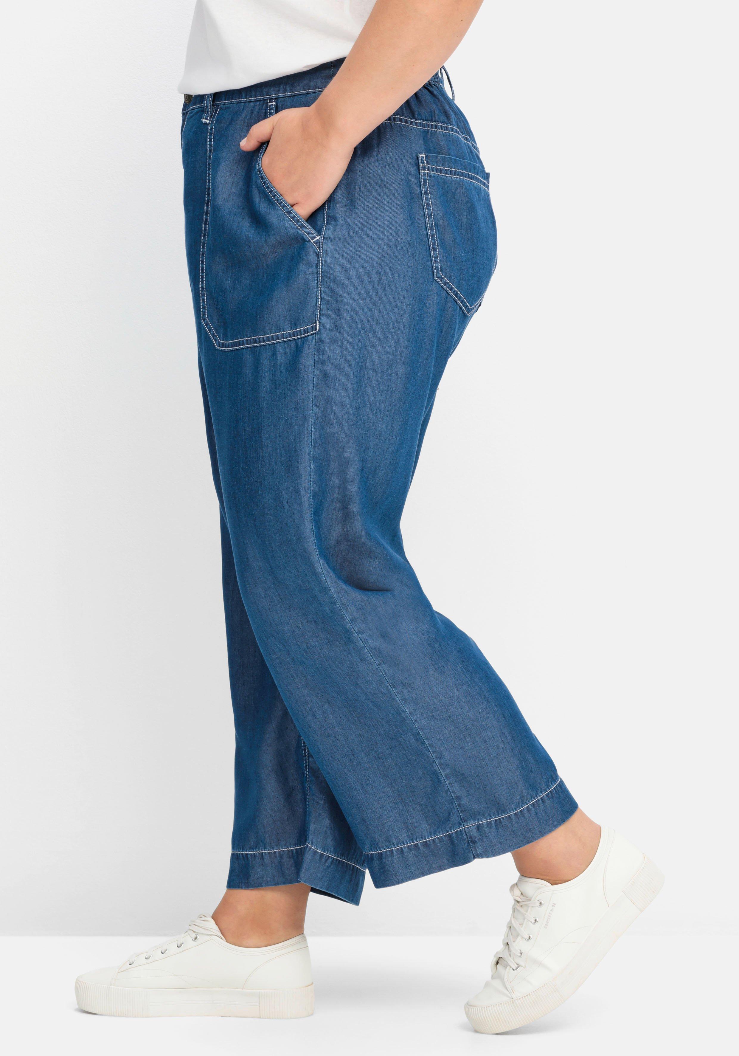 Weite Jeans aus  TENCEL™ Lyocell, mit Kontrastnähten