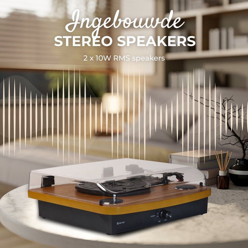 Denver Platenspeler Dual Bluetooth - Ingebouwde Speakers - USB - Retro - Hout - VPL230LW