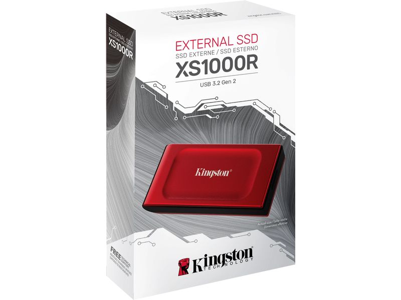 Kingston Externe SSD XS1000 2000 GB, Rot Externes Solid State Drive im schlanken, kompakten Design