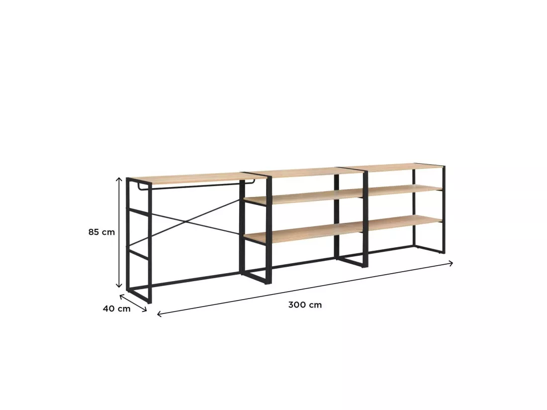 Portants vêtements sous combles modulables noirs - Lot de 3