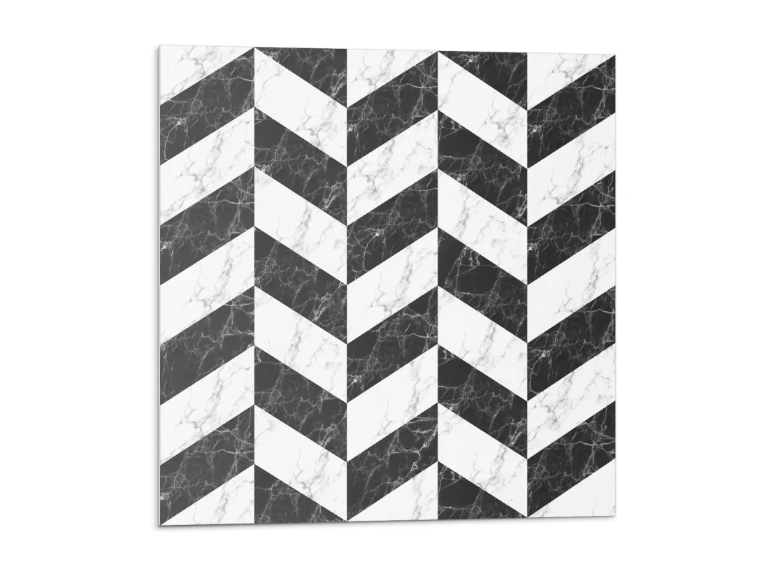 Carreaux autocollants PVC, Carrelage PVC adhésif - 20x20x20 - Motif à chevrons en marbre