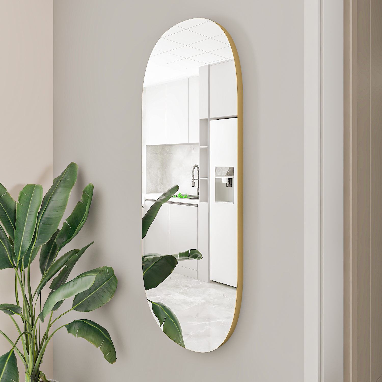 Spiegel - gold - oval - 45x85 cm
