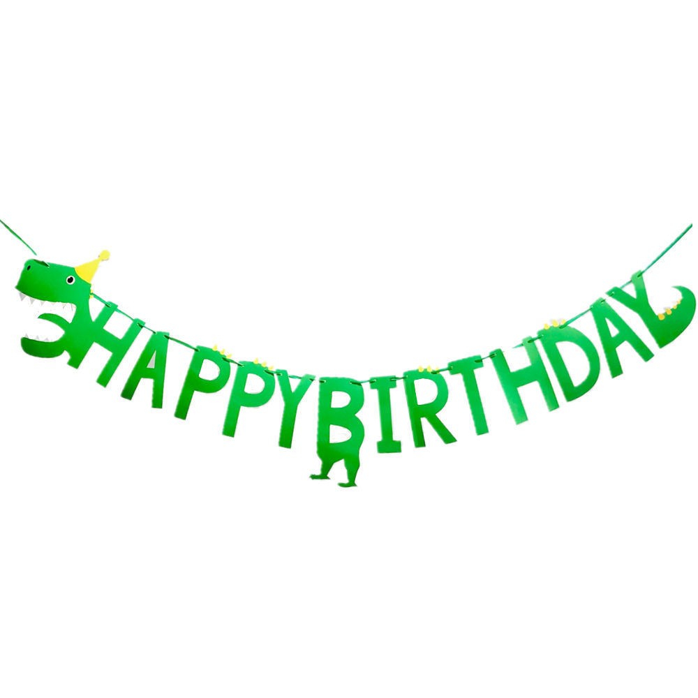 (43-tlg. Set) Happy Birthday Girlande Kinder Geburtstags Party Deko Dinosaurier   Latex- und Folienballons - Grün