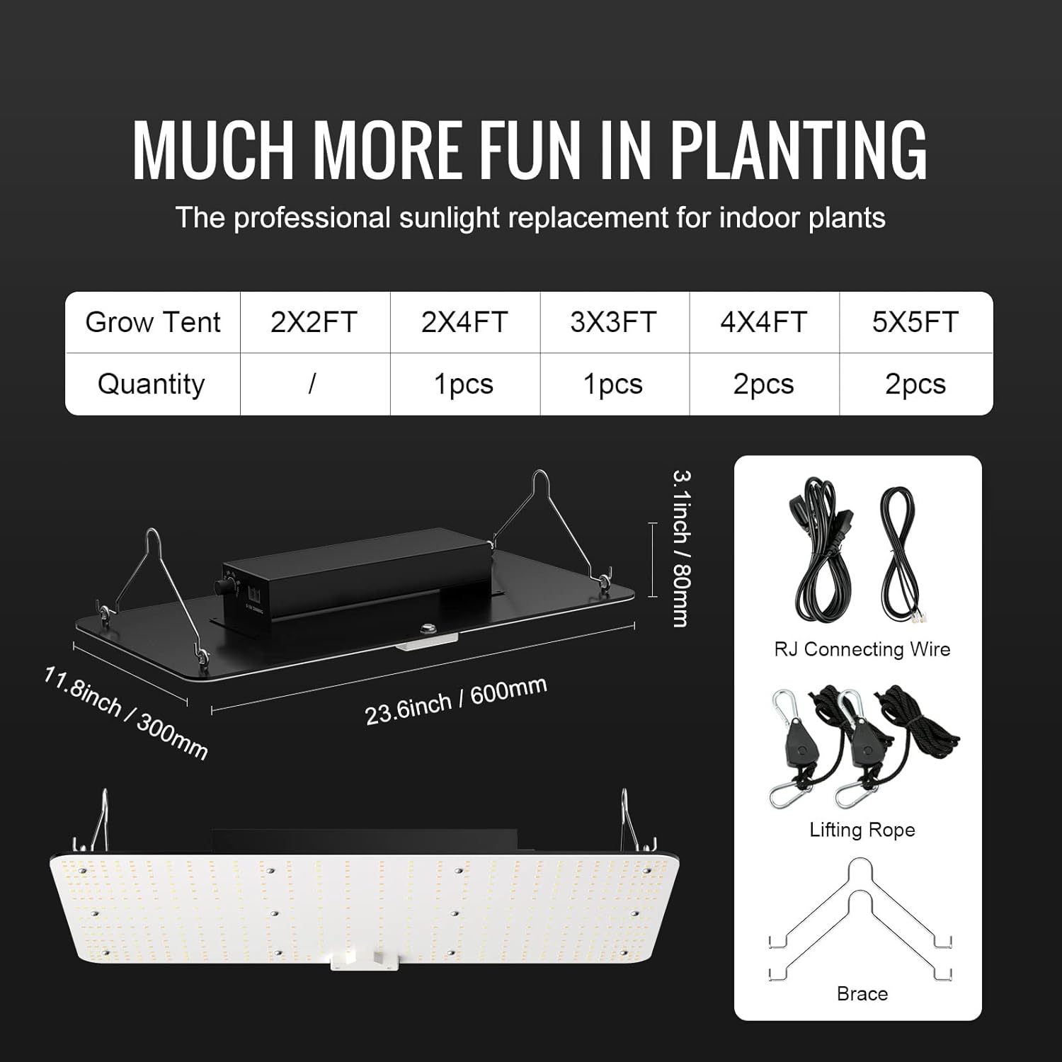 VEVOR 200W Dimmbar Pflanzenlampe 30x40x12cm LED Pflanzenlampe 544x Samsung 281B Vollspektrum 26000lm Lichtstrom Wachstumslampe 760nm Infrarot-Wellenlänge Pflanzenlicht Gewächshaus Anbauzelt Balkon