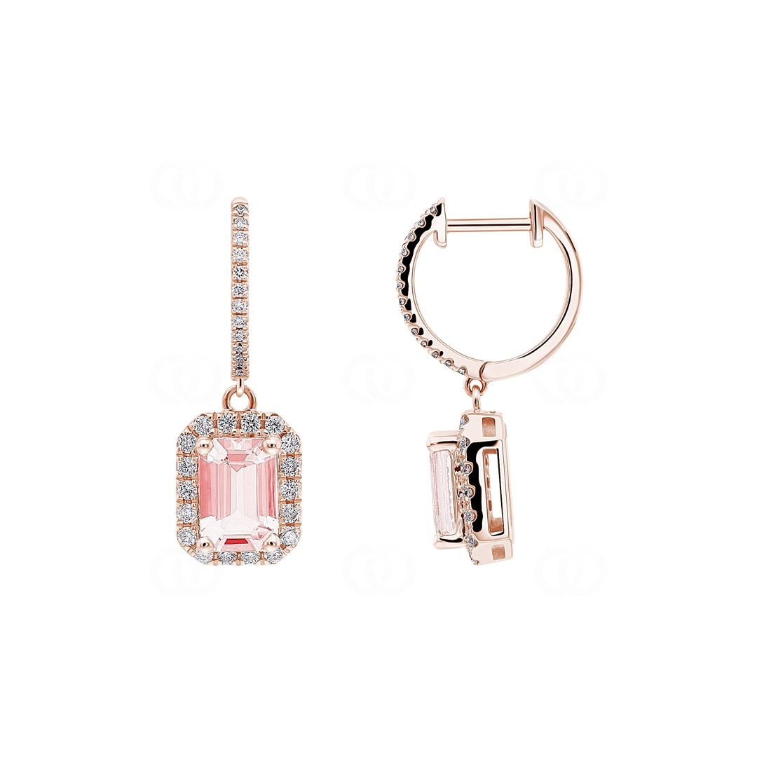 Ohrhänger 750/18 K Roségold mit Morganit und Diamanten 0.39 ct H/si