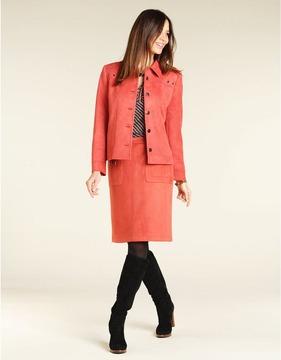 Jupe corail aspect daim