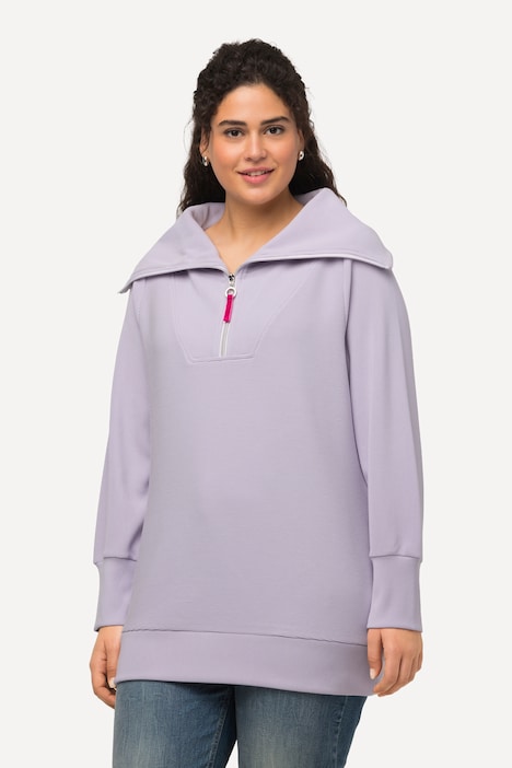Troyer, Querrippen, Stehkragen, Zipper, Langarm