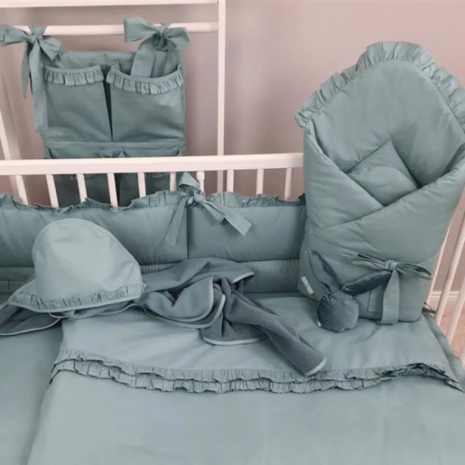 Zavelo Peuter Dekbedovertrek Royal Ruches Groen 120 x 150 cm