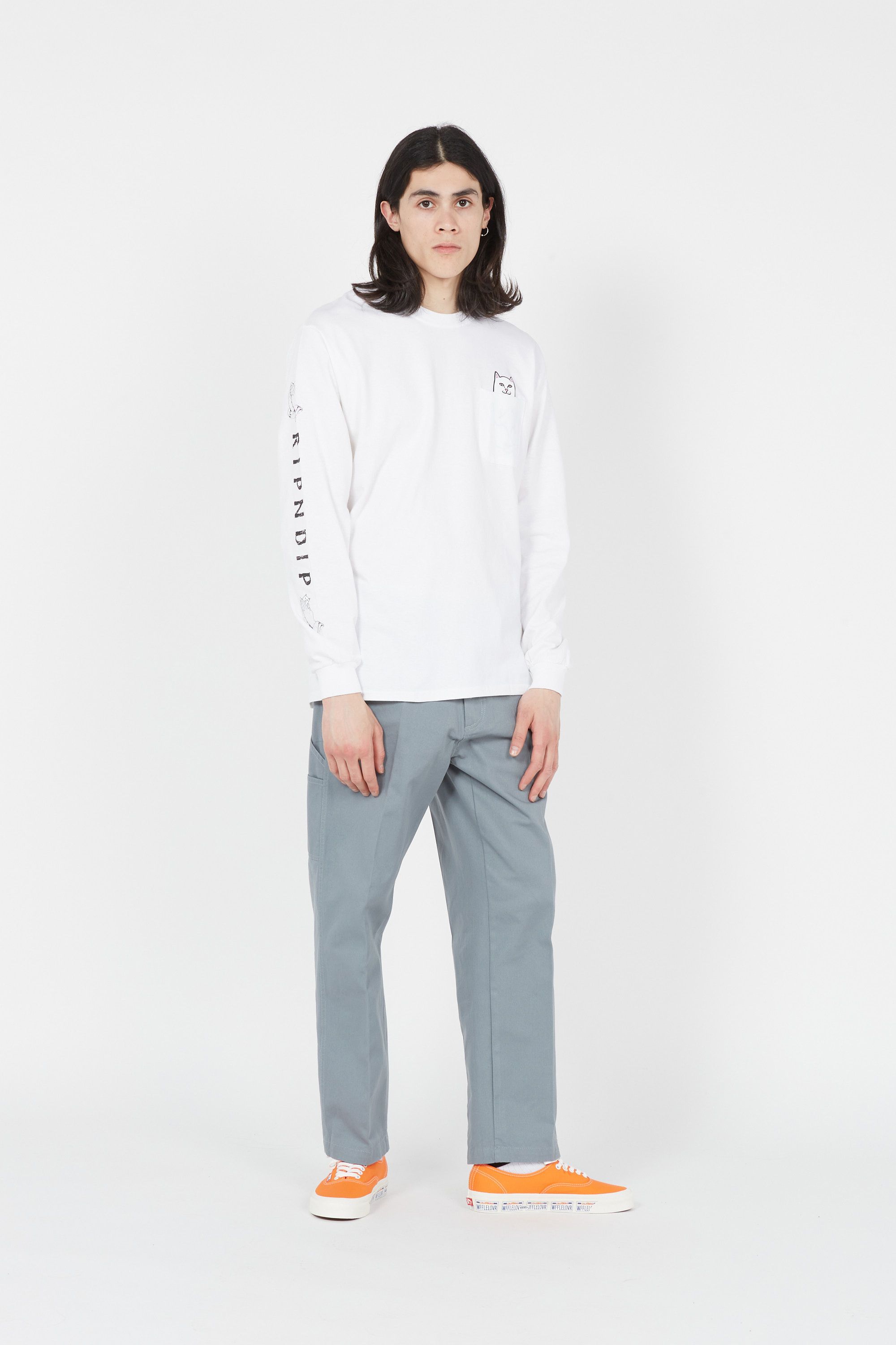 RIPNDIP T-shirt Lord Nermal Pocket Tee LS Blanc