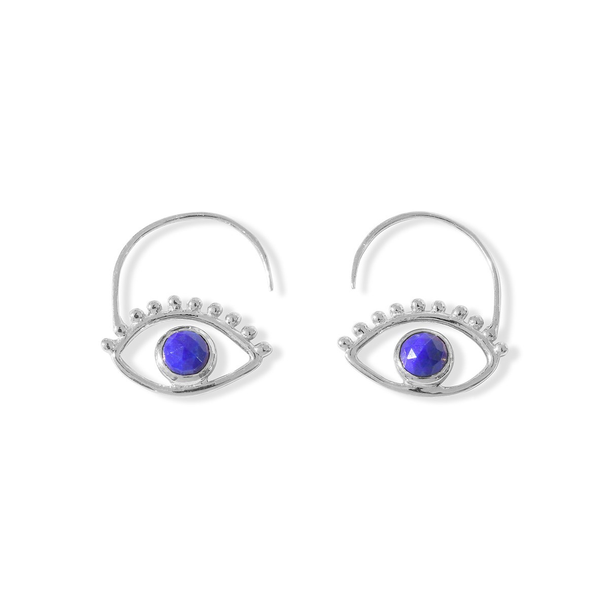 Boucles d'oreilles oeil en argent et lapis lazuli AJNA