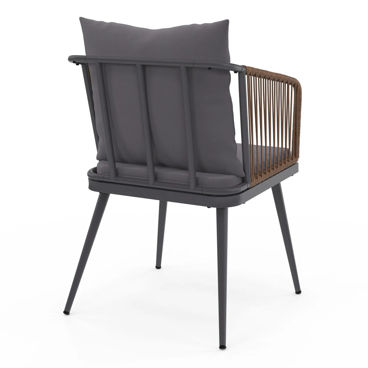 Lot de 2 fauteuils de jardin ARIZONA en métal gris et cordage rotin foncé