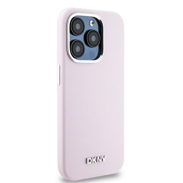iPhone 15 Pro MagSafe Silikon Hülle Case Metal Logo (DKHMP15LSMCHLP) - Rosa