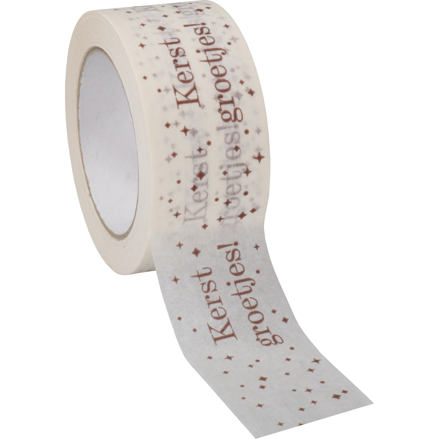 Dozensluittape, Kerstgroetjes, Papier, 50mm, 50m, wit/goud