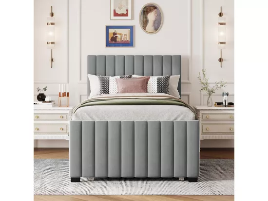 Lit gigogne 90x190 lit simple plat en velours doux pour la peau lit enfant Gris