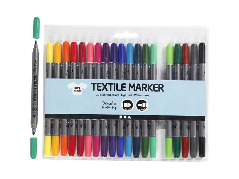 Creativ Company Textilmarker Set 20 Stifte Stoffmalstifte / Textilstifte