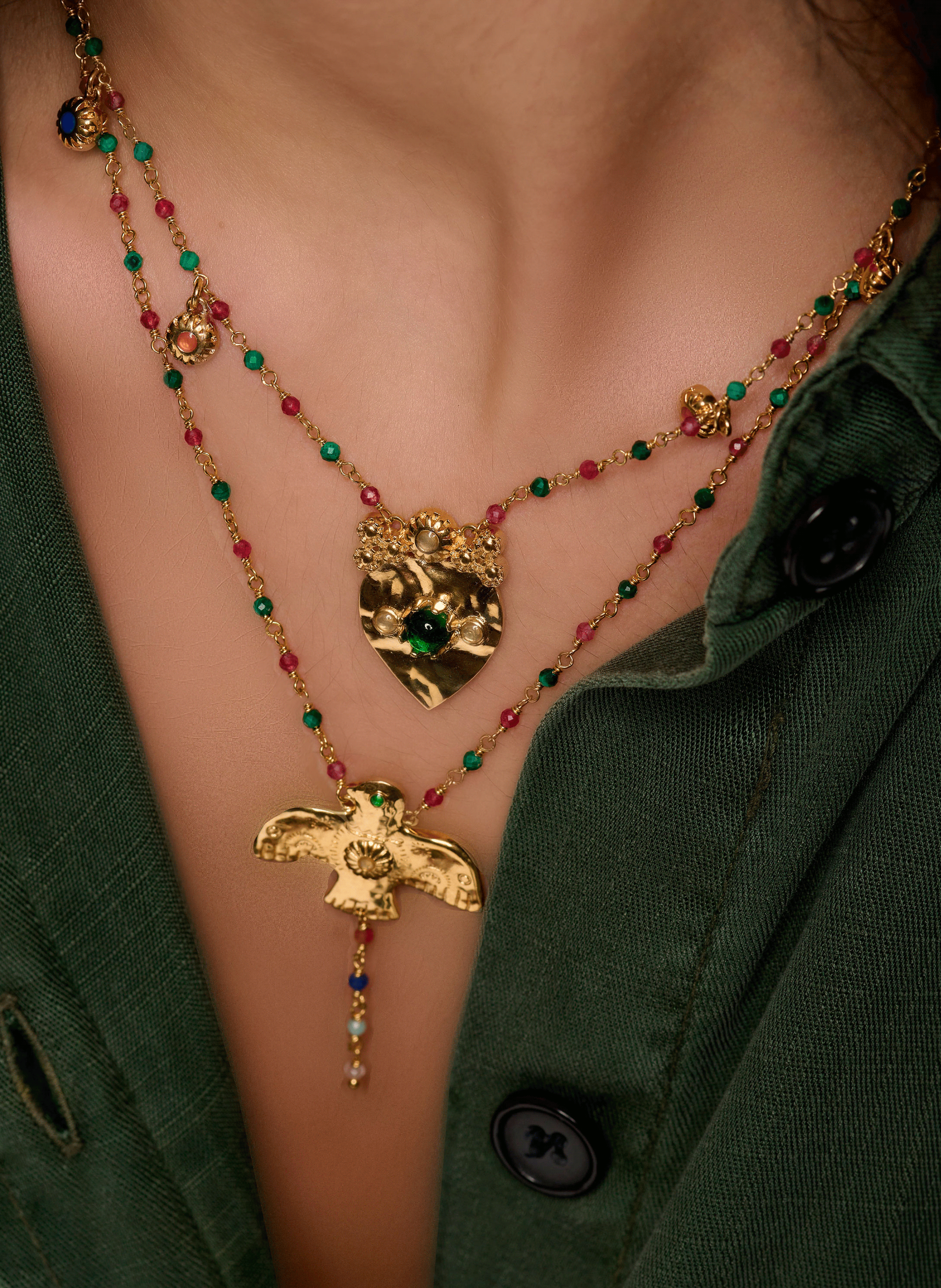 MARLA - Collier chaîne avec pendentif coeur en laiton | Doré