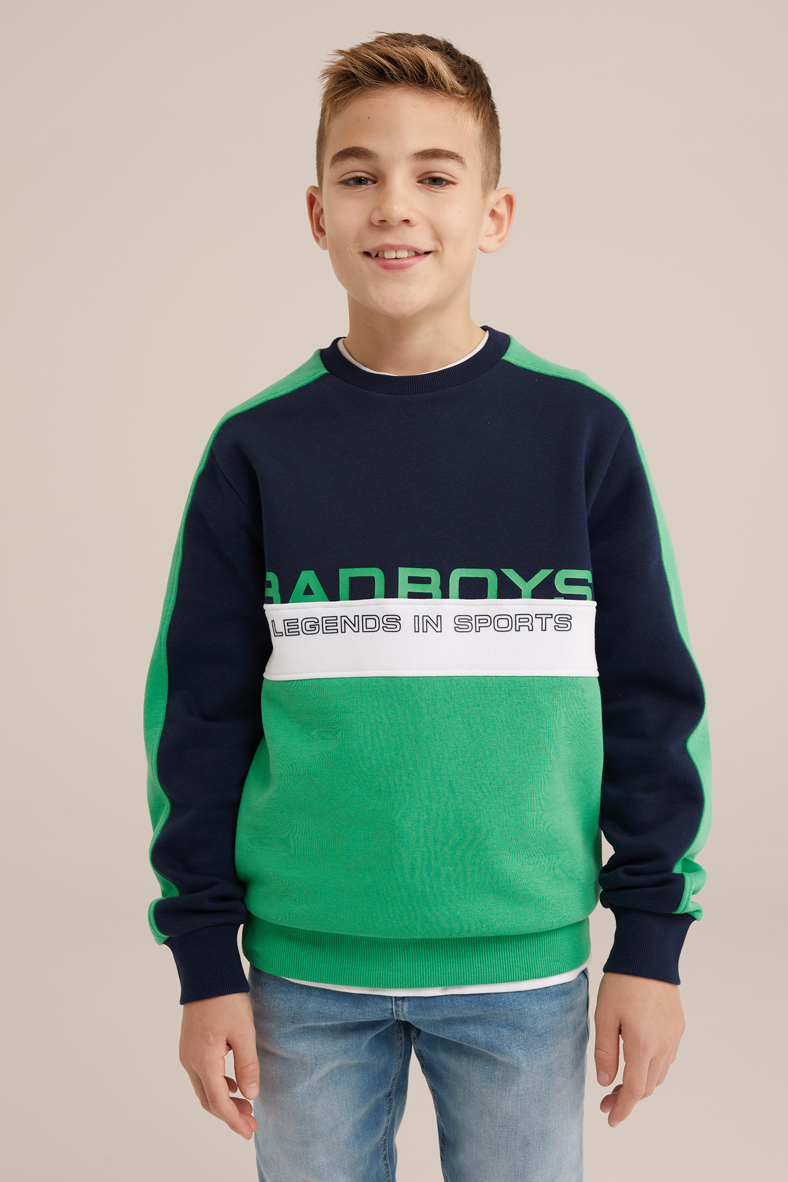 Jongens trui met colourblock Bad Boys Groen