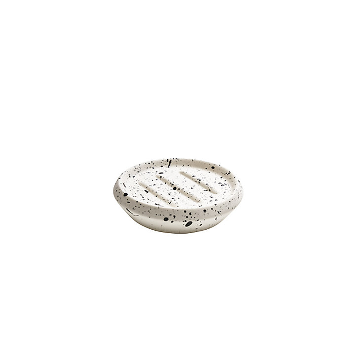 Porte savon en céramique, diam. 11,9 cm, naturel et noir, Demy