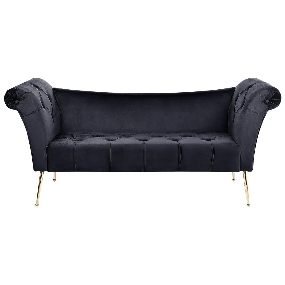 NANTILLY - Chaise longue - Zwart - Fluweel