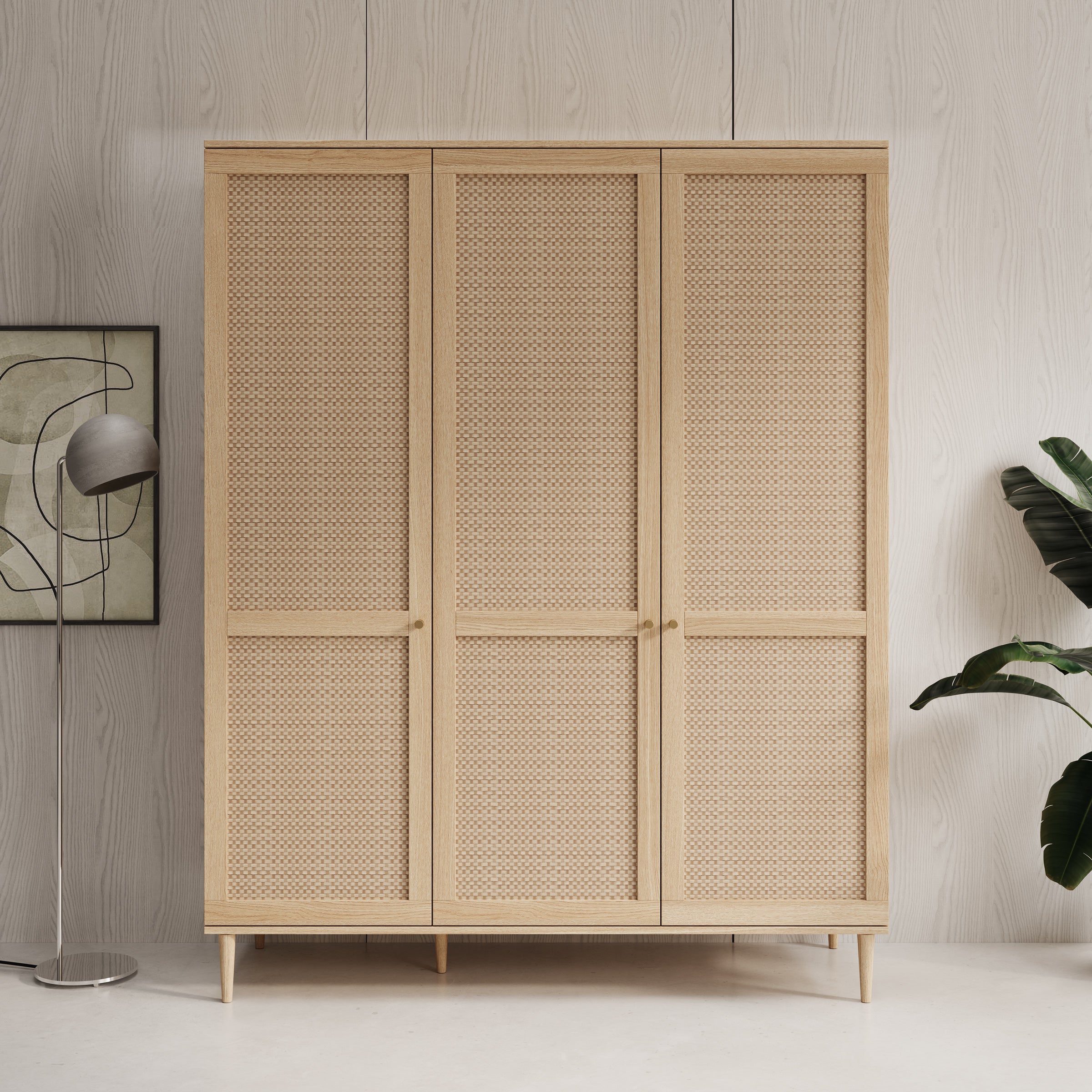 Crimson - Kledingkast met 3 deuren - Eiken - 165x52x208 cm