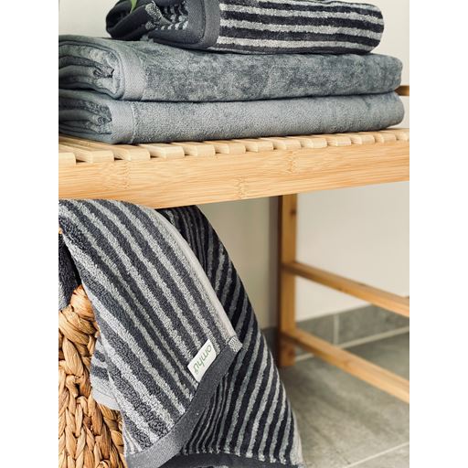 OMHU Frotté Stripe Håndklæde, Grey, 50x100 cm