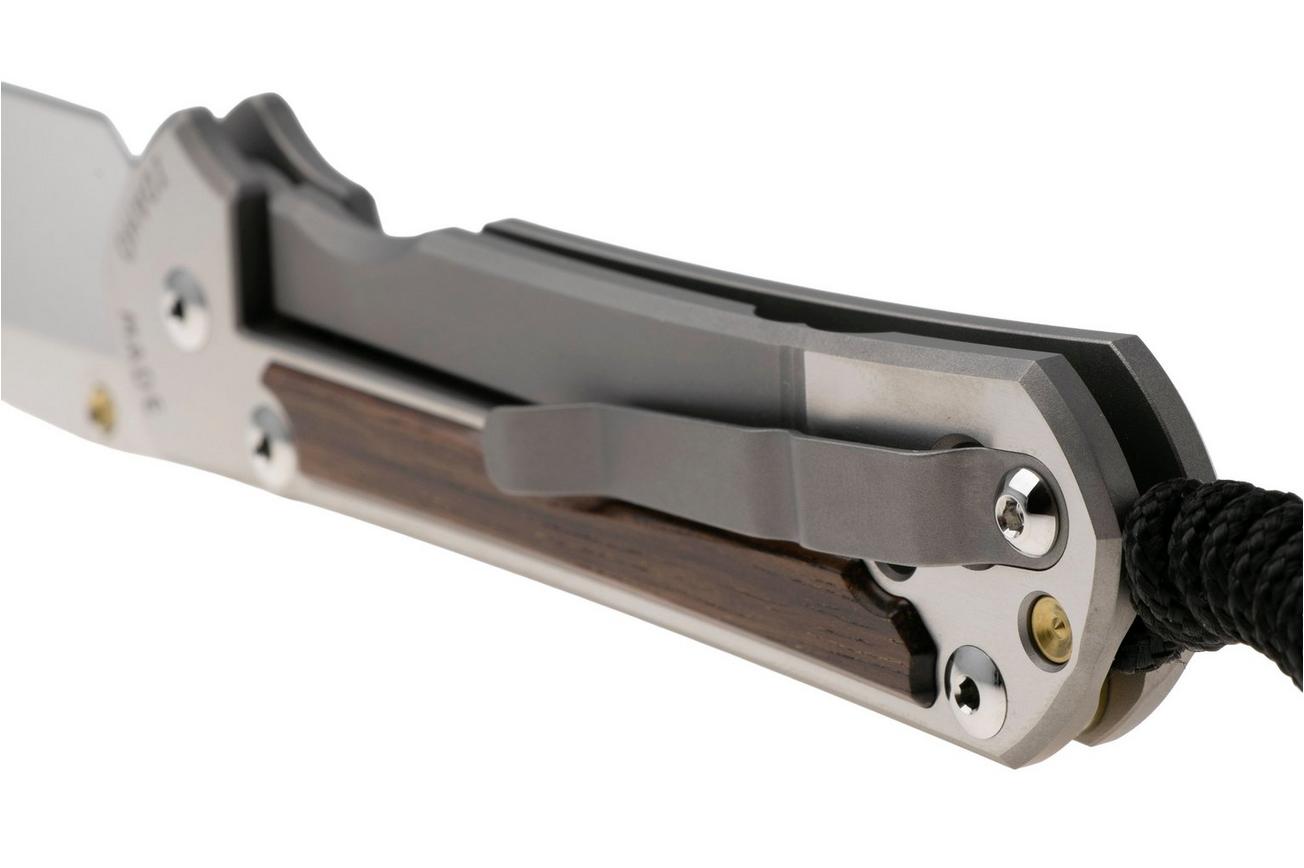 Chris Reeve Large Sebenza 31 L31-1636 Drop Point CPM MagnaCut, Polished Titanium, Macassar Ebony Inlay, zakmes