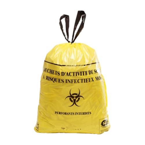Sac plastique DASRI 15L jaune 18µm NF X Sphere