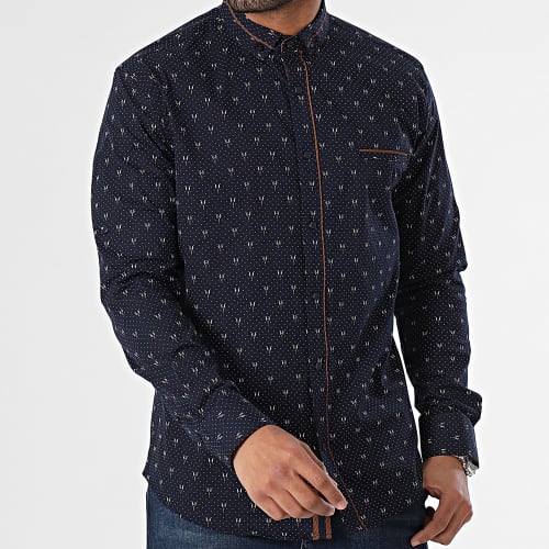 Chemise Manches Longues Bleu Marine