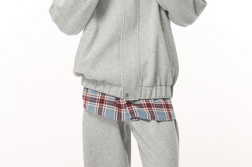 FAERIS - Effen jas met rits / Effen broek met hoge taille en wijde pijpen