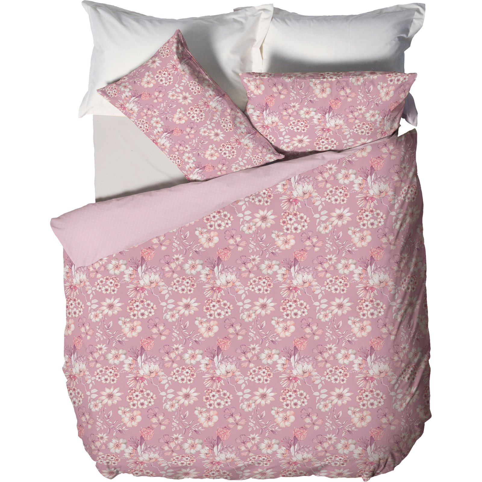 Bettwäsche pink mit Blumen 160x210 65x100 Bettanzug Nord
