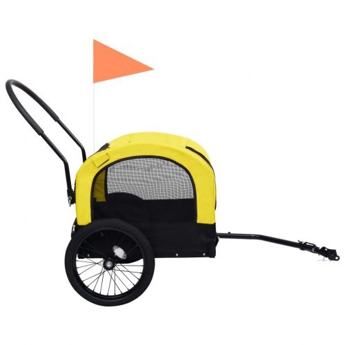 Reboque amarelo para bicicletas para animais de estimação