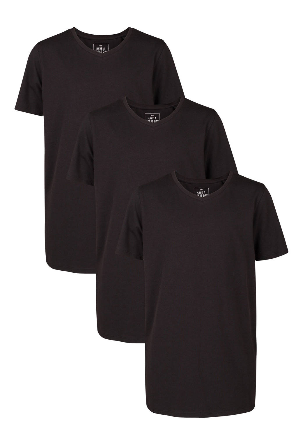 WE Fashion T-shirt - set van 3 zwart