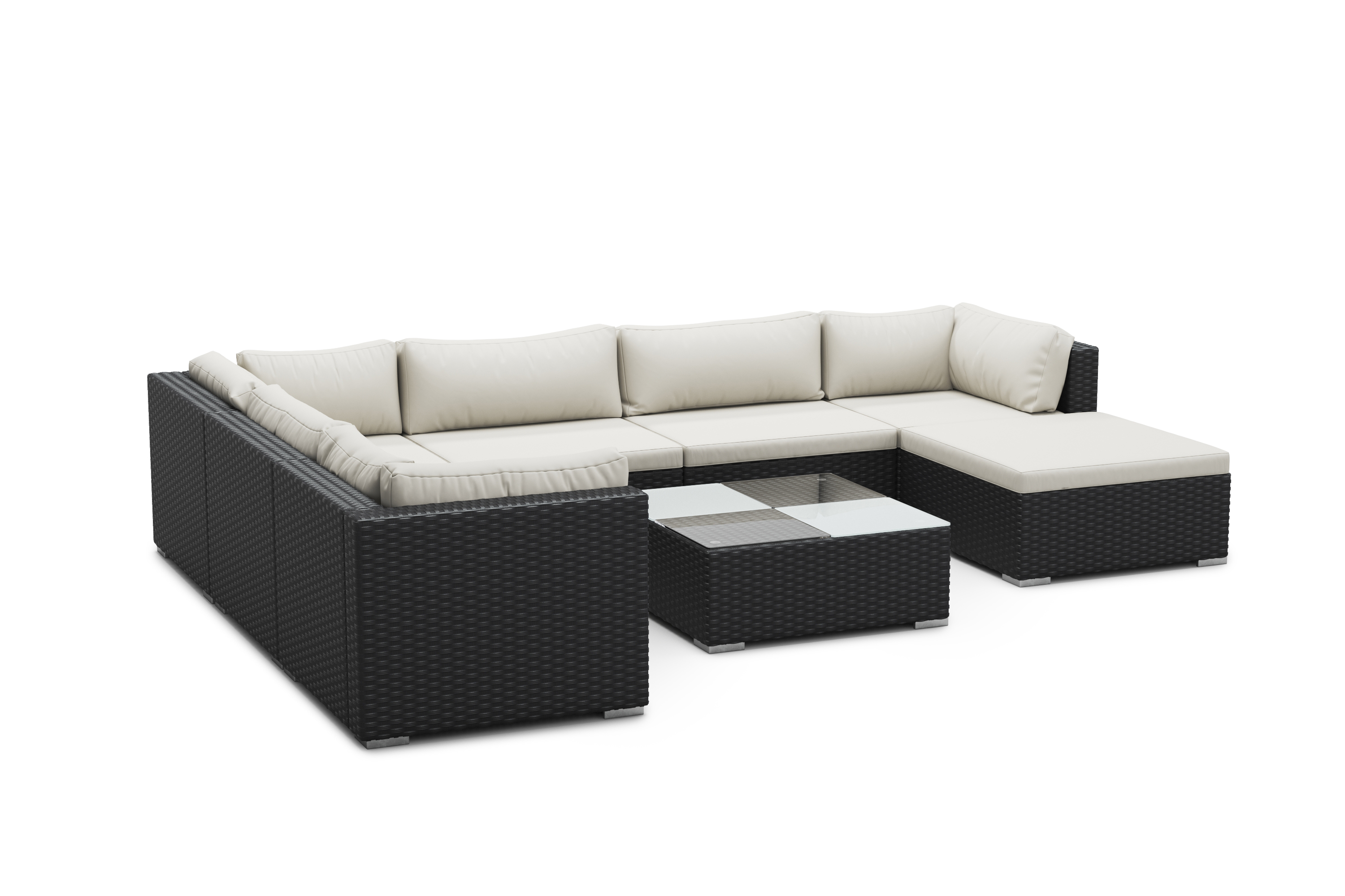 Rattanlounge NAXOS schwarz/beige