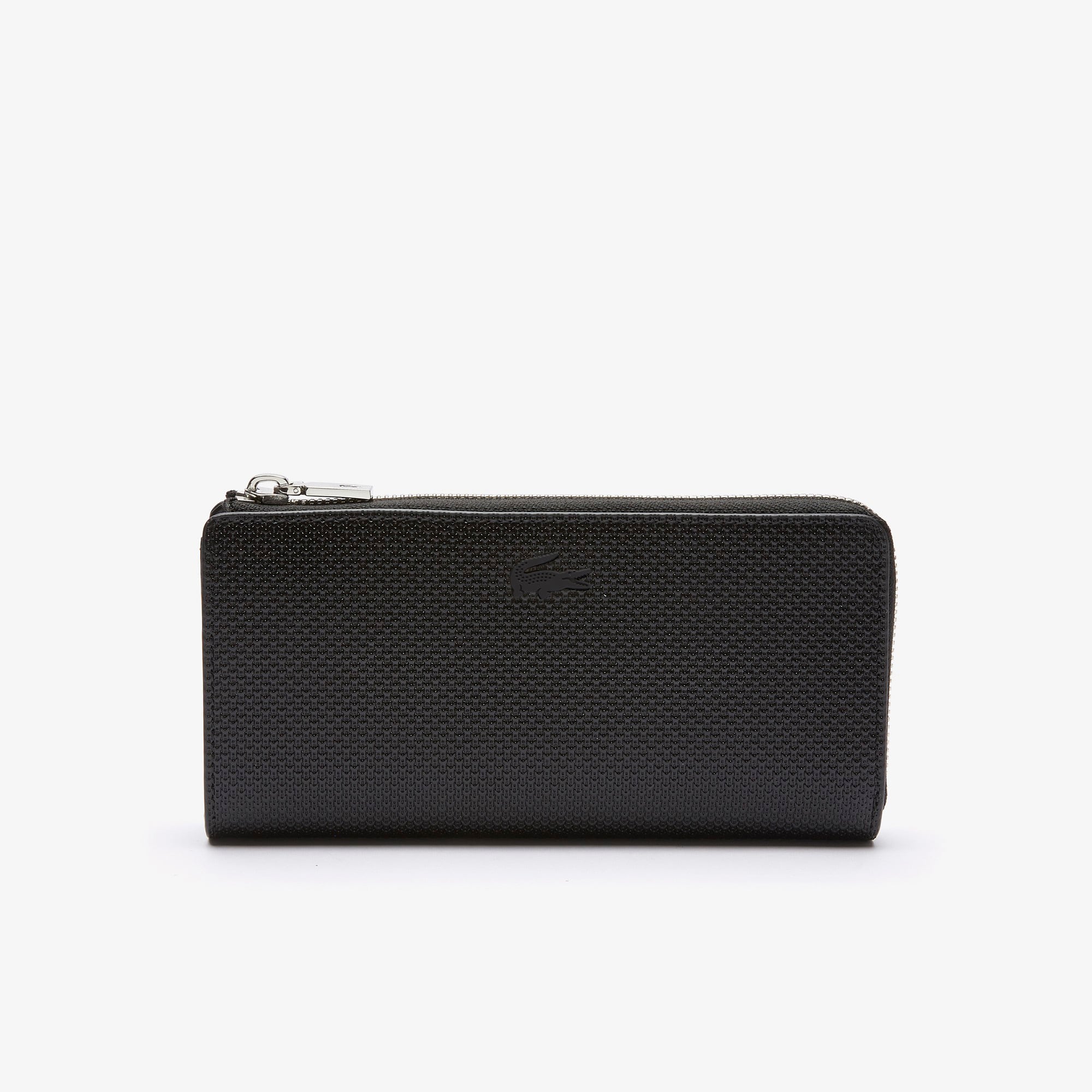 Portefeuille zippé unisexe Chantaco en cuir piqué mat Portefeuilles & Petite Maroquinerie - Noir - Lacoste - Unisex