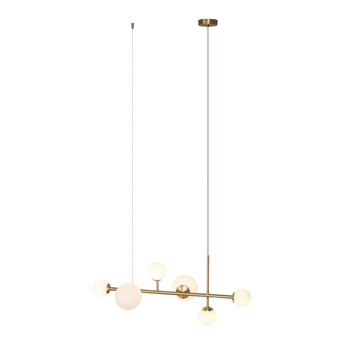 Hotel Chique hanglamp goud met opaal wit glas 6-lichts - Monaco