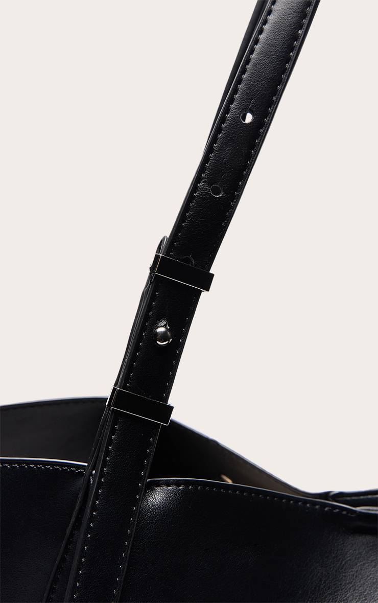 Noir Sac Cabas En Synthétiquecuir À Clous Dorés Et Bandoulière Ajustable