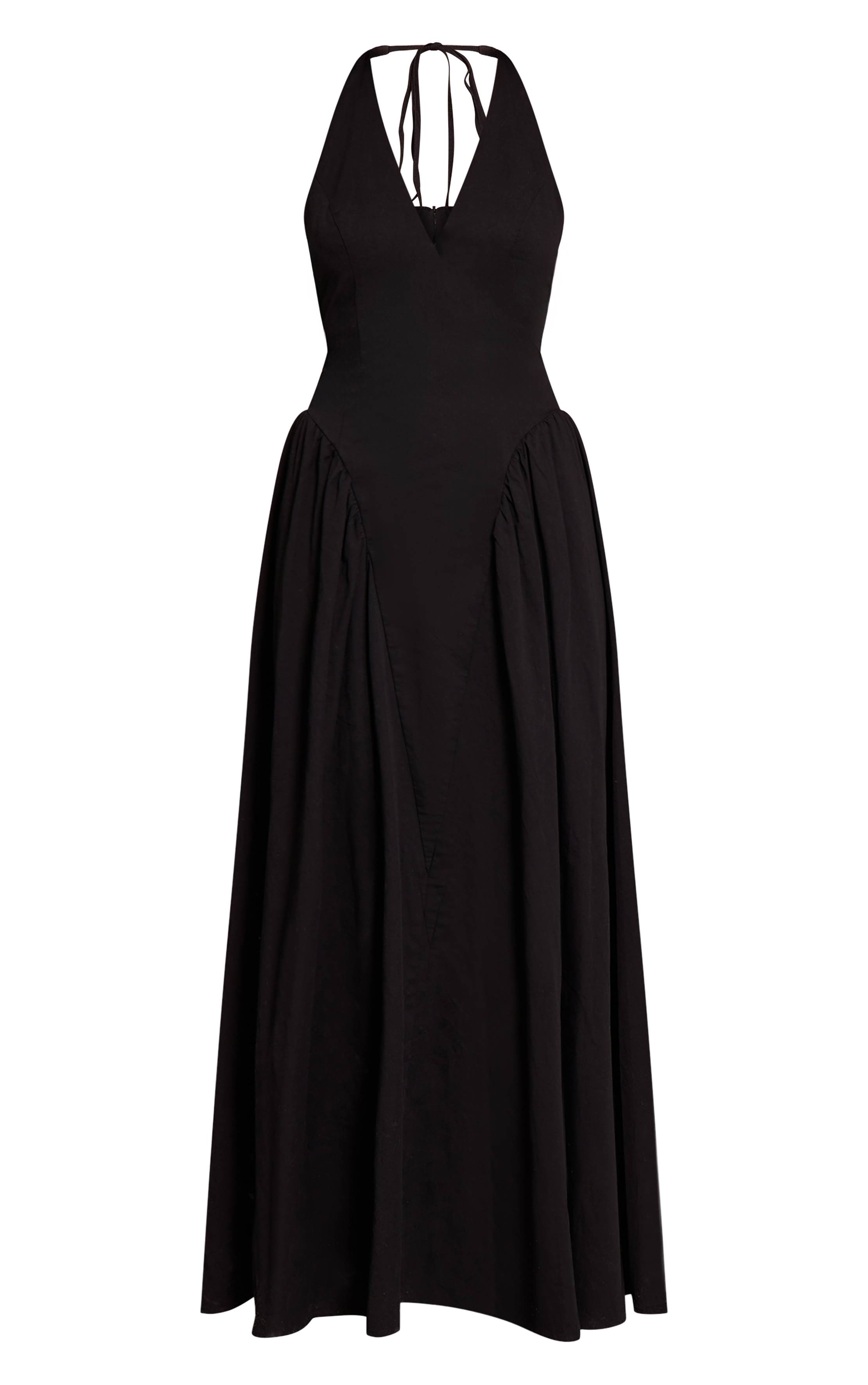 Noir Robe Midaxi Plongeante Dos Nu En Tissu Tissé