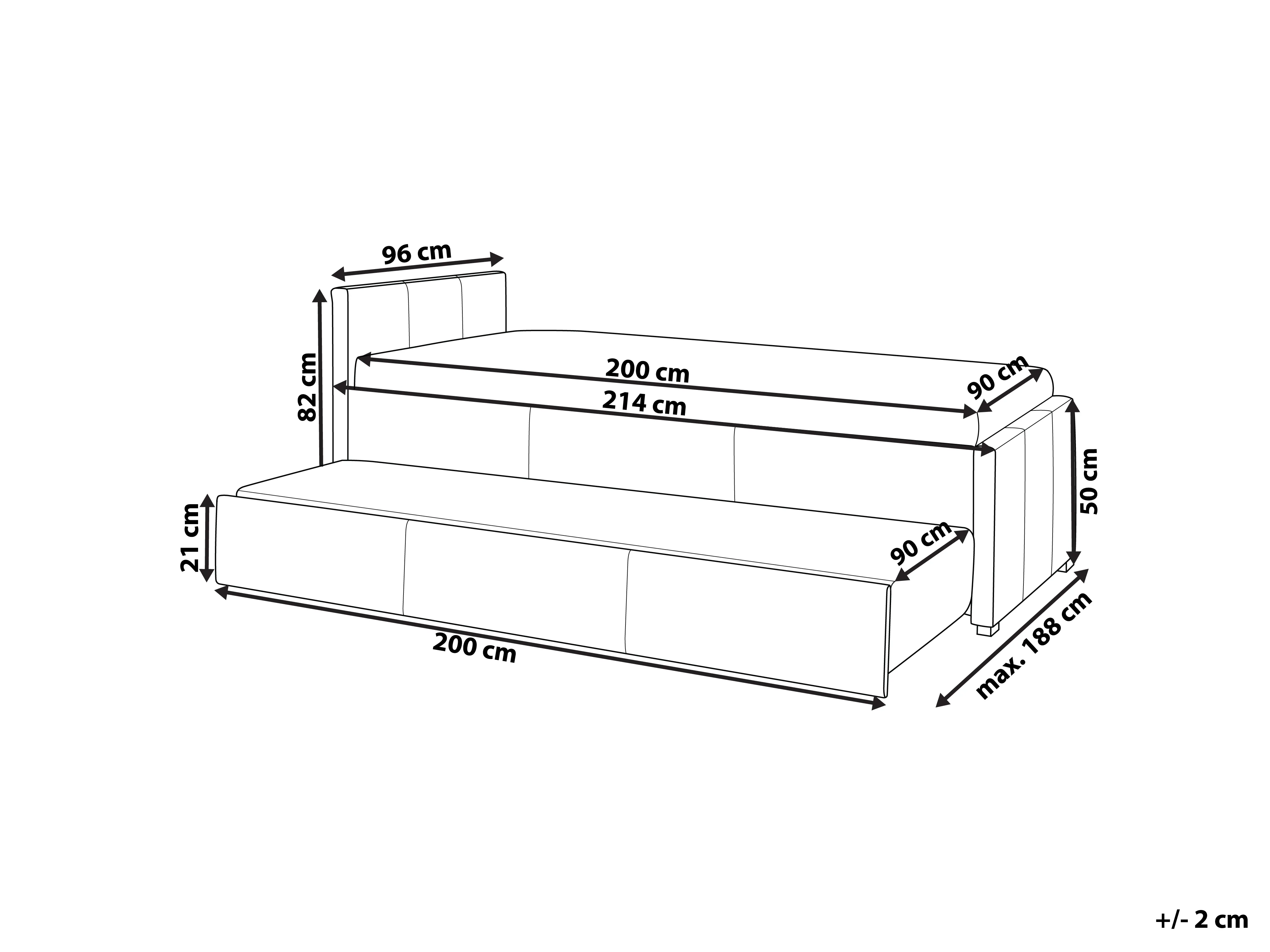 Onderschuifbed Stof MARMANDE 90 x 200 cm Lichtgrijs