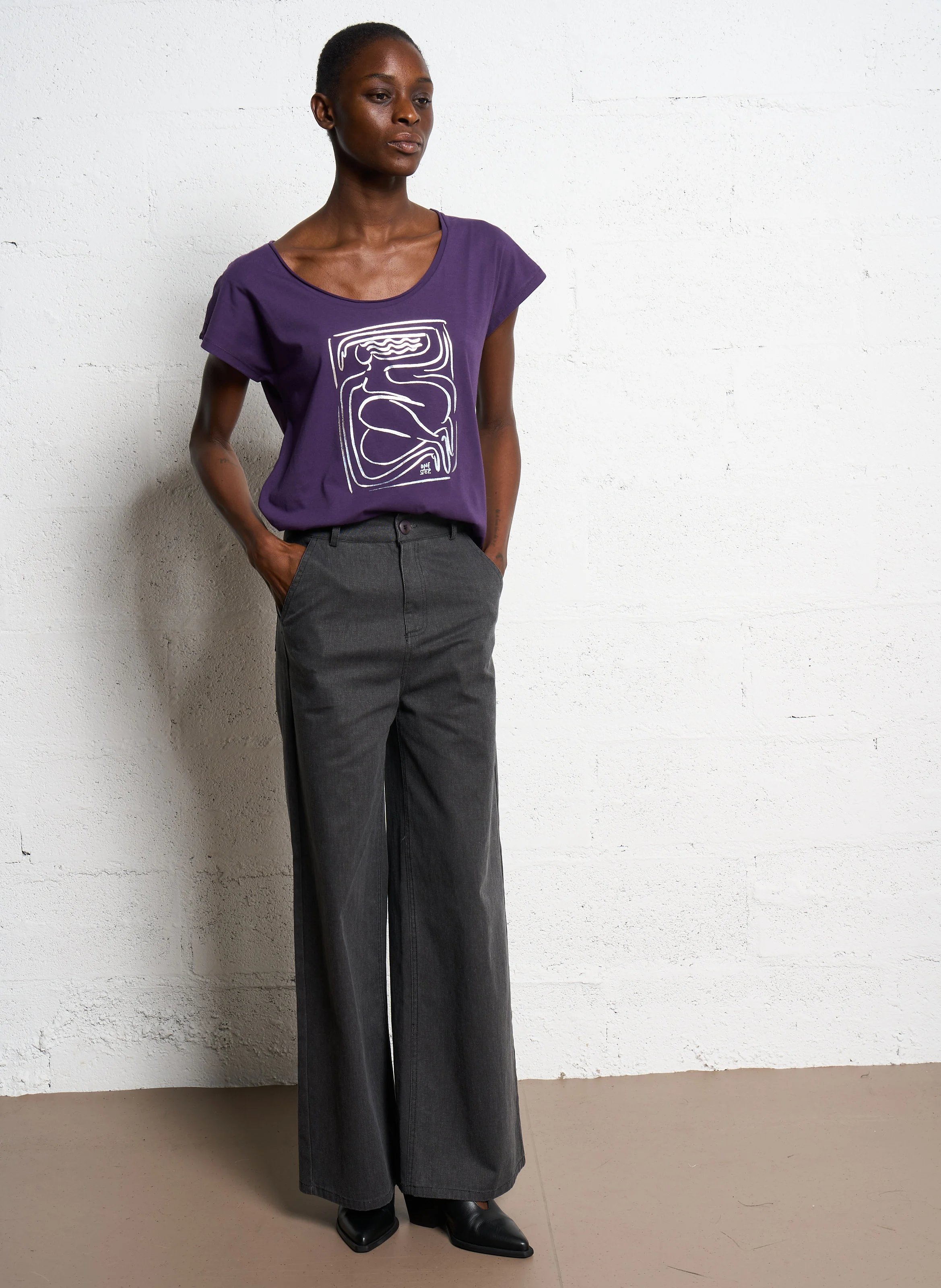 Pantalon large en coton | Noir
