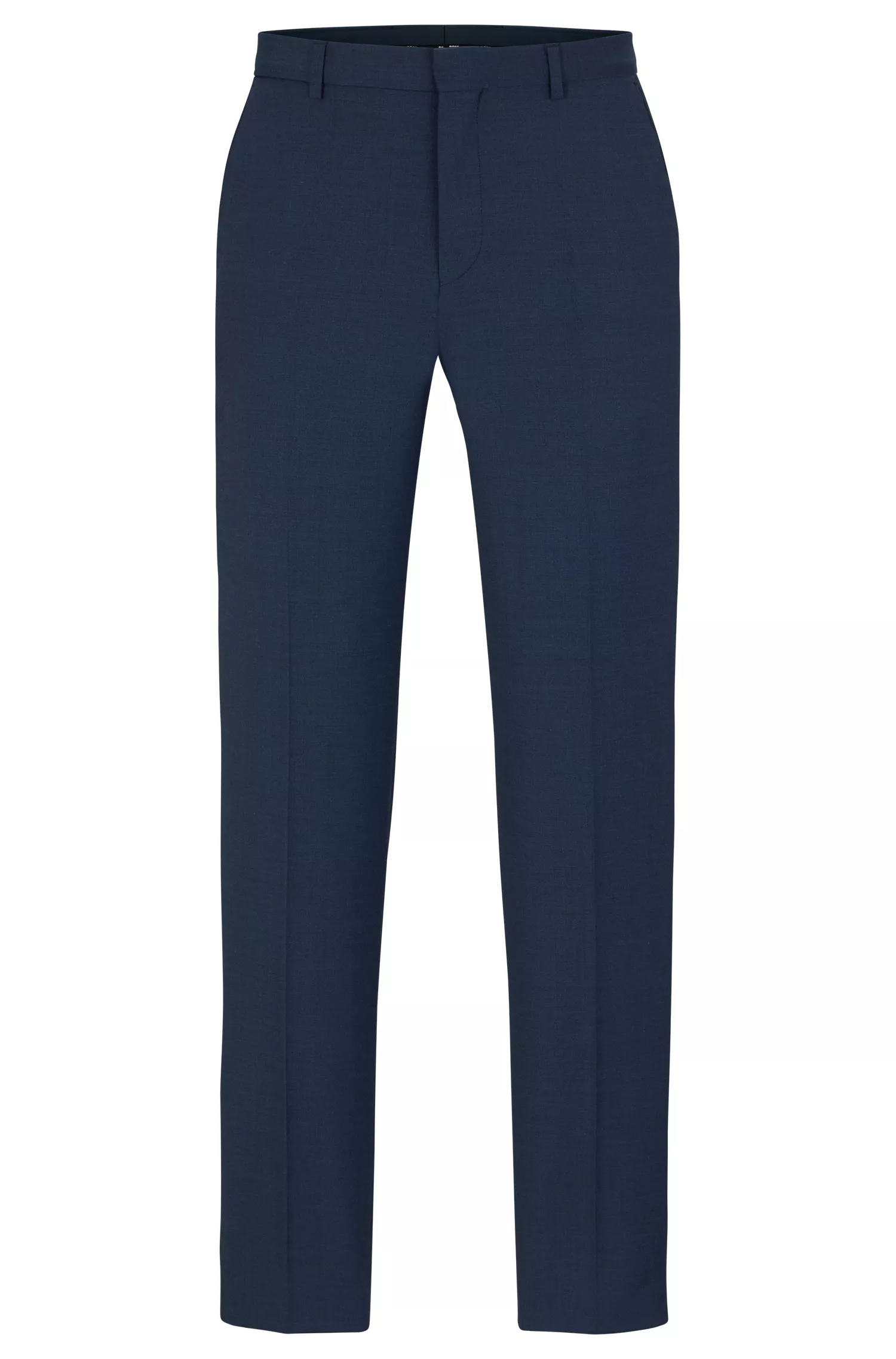 Calça BOSS preta de corte regular em tecido elástico mesclado
