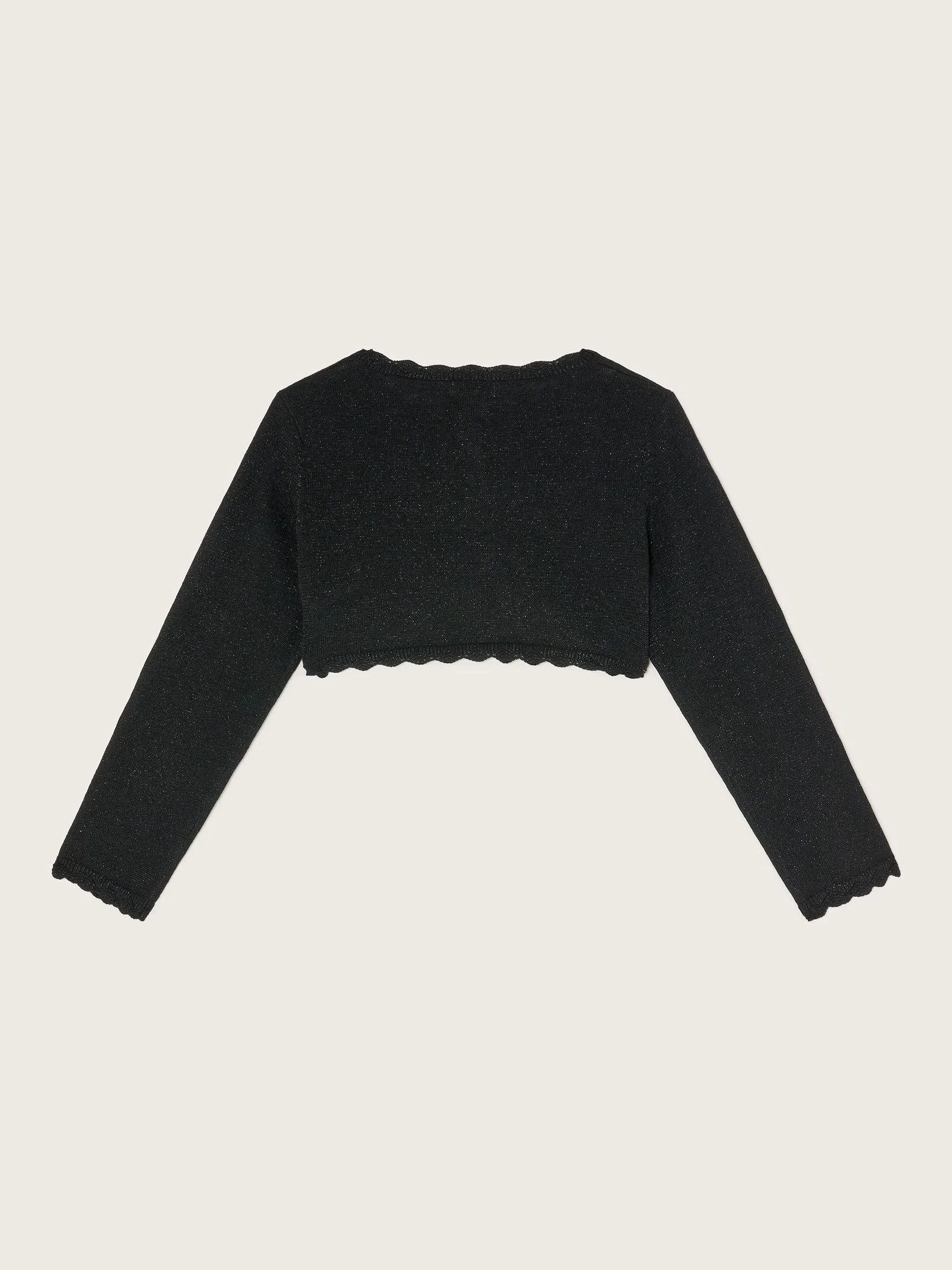 Zwart - Monsoon Maeve Sparkle Scallop 100% Cotton Cardigan