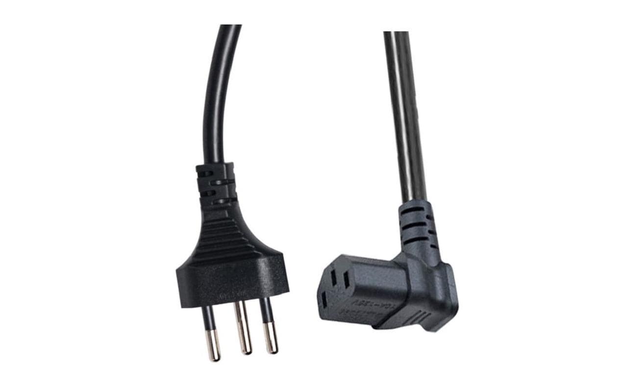 Netzkabel 2 m C13 - T12, gewinkelt nach oben230 V Apparatekabel, 90° abgewinkelt, Schwarz