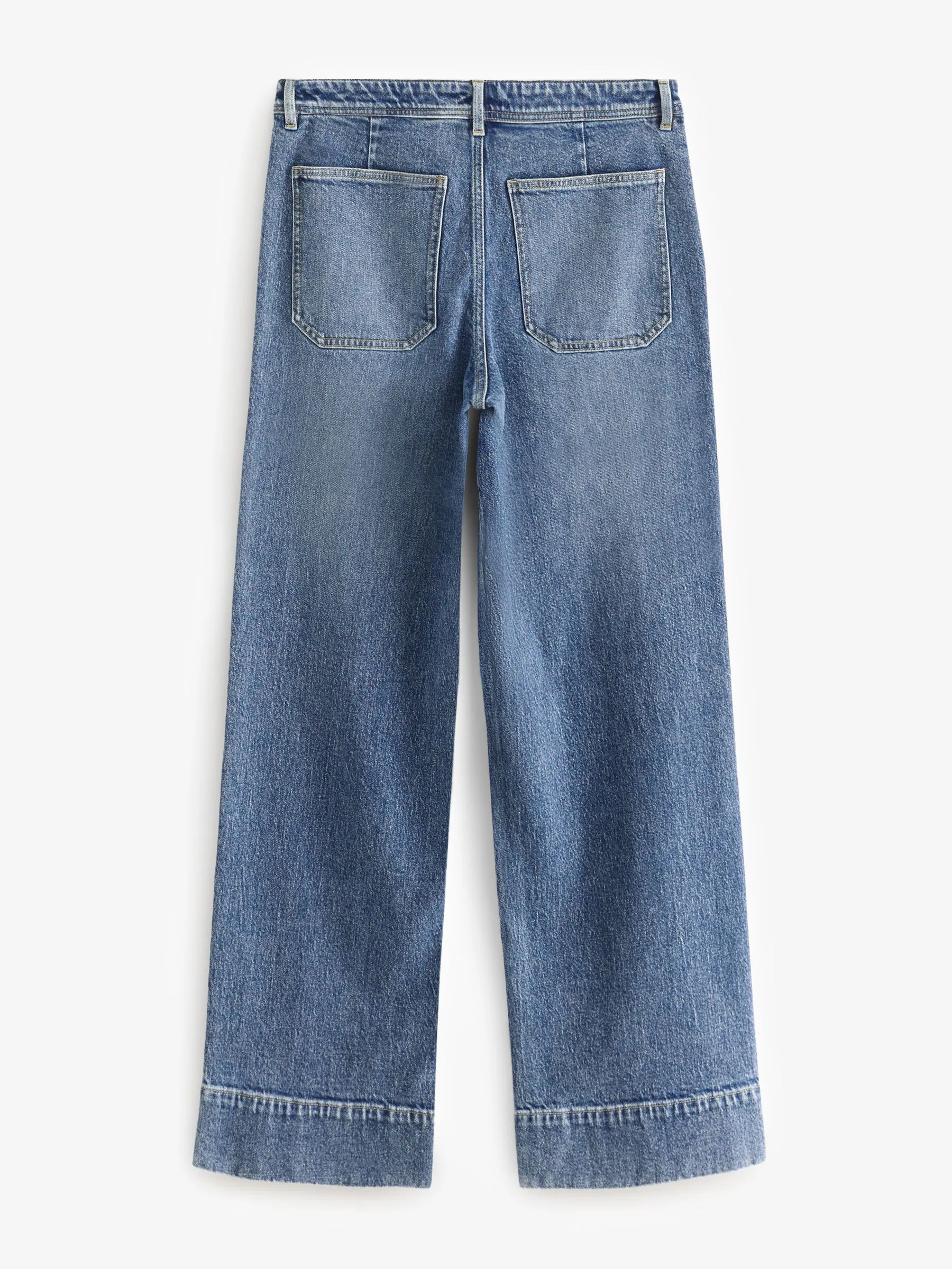 Donkerblauw - Jeans met wijde pijpen en opgestikte zakken