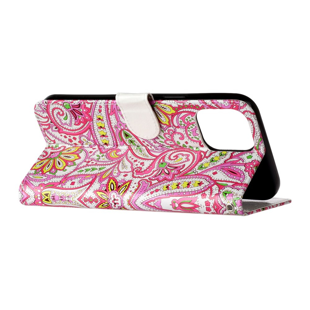iPhone 16 Pro Max Leder Tasche mit Kartenfächer - Retro Mandala