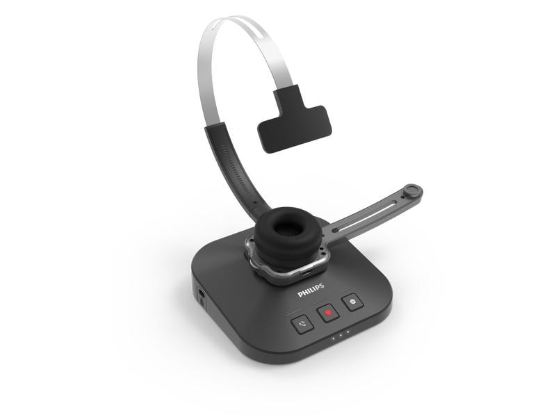 Philips Headset SpeechOne Integrator PSM6300 Professionelles Diktier-Headset mit Dockingstation und Statuslicht