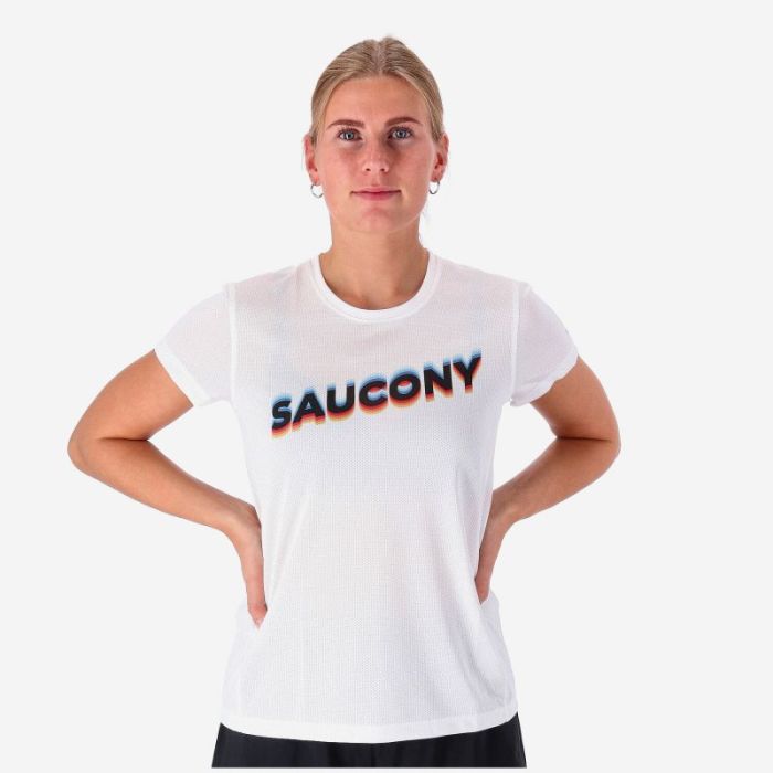 Saucony Dame T-shirts Stopwatch Graphic Short Sleeve Hvid