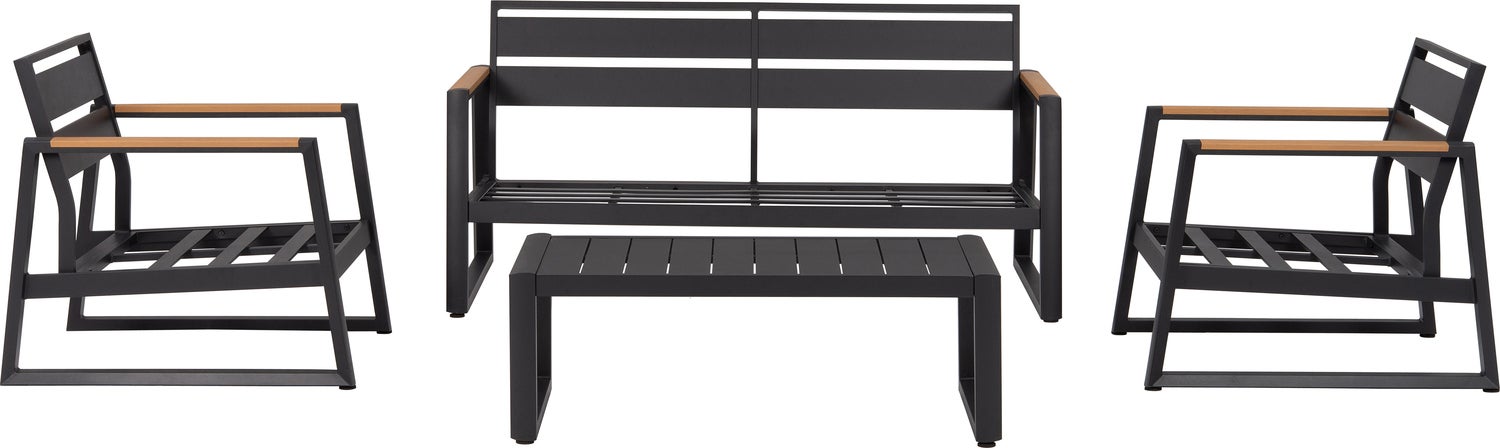 Intratuin 4-zits loungeset Amber zwart