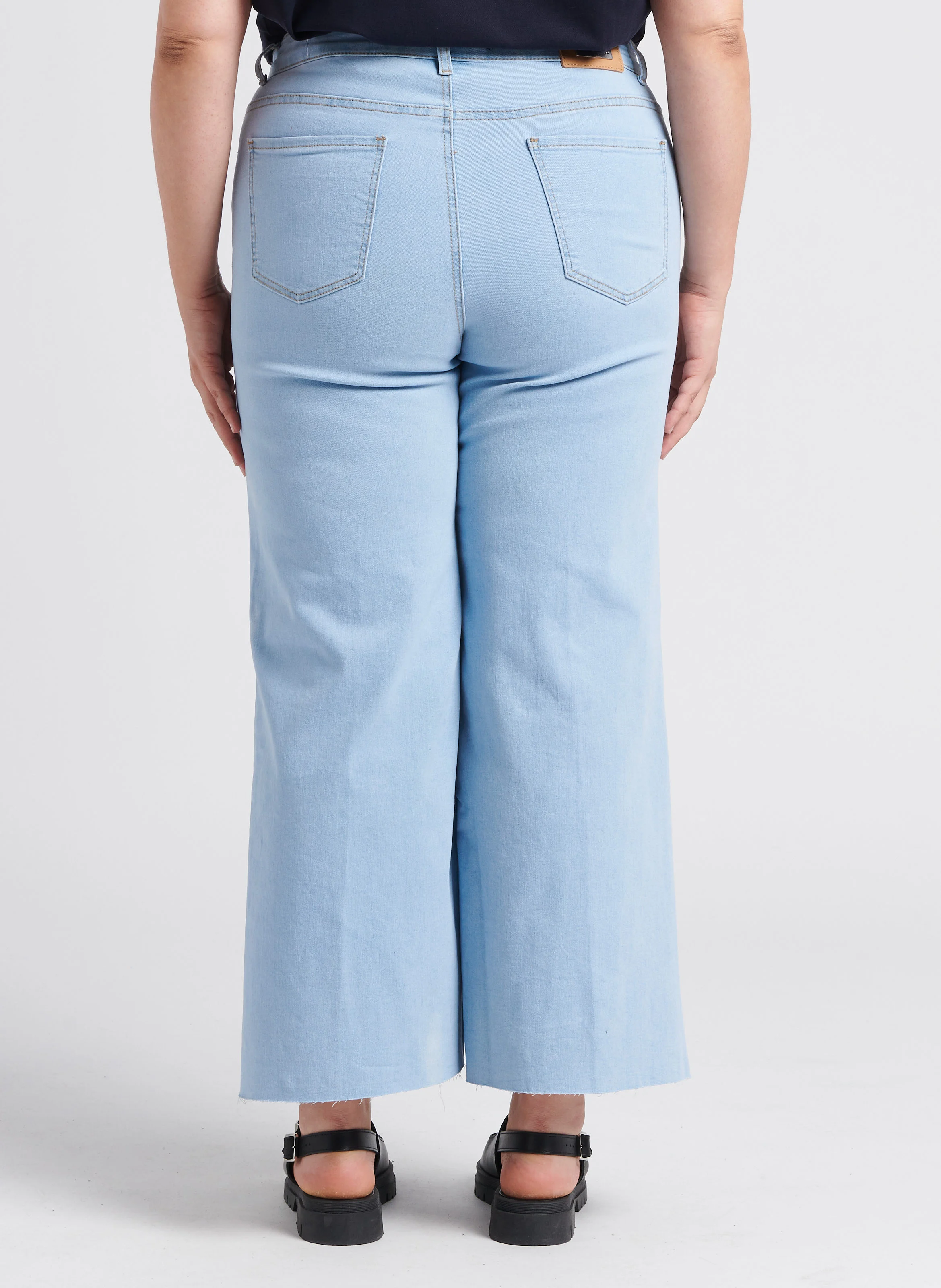 Jean taille haute à fentes en coton mélangé | Jean brut