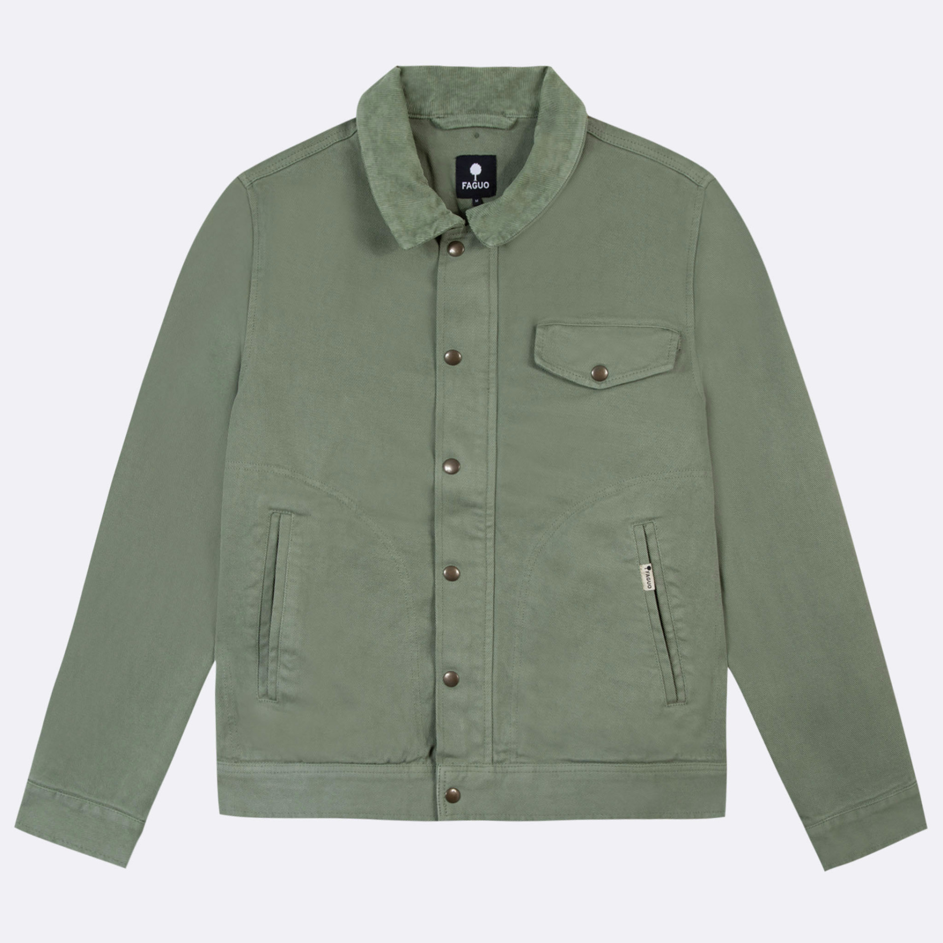 Blouson vert clair col en velours coton - modèle seillon
